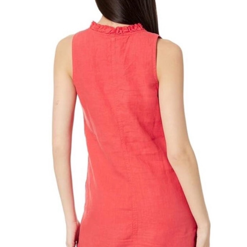 Tommy Bahama Women's Coral Teo Palms Double Ruffle Sleeveless Linen Shift Dress - Picture 4 of 5